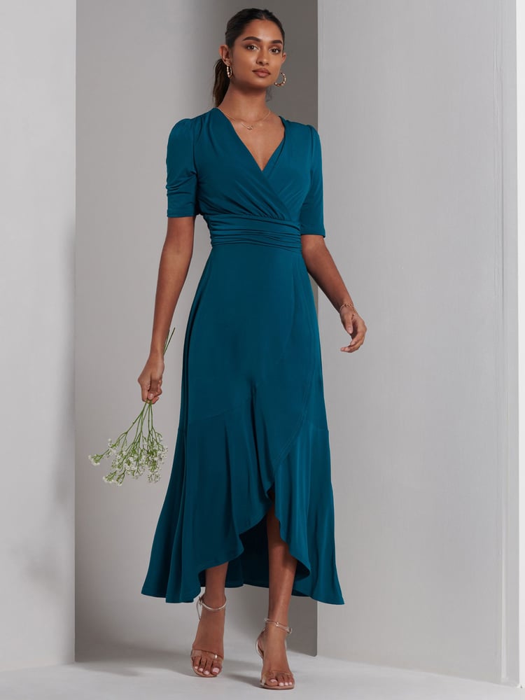 Jolie Moi Blue Olana Jersey Frill Hem Maxi Dress - Image 6 of 6