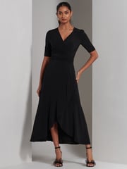Jolie Moi Black Olana Jersey Frill Hem Maxi Dress - Image 1 of 6