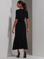 Jolie Moi Black Olana Jersey Frill Hem Maxi Dress - Image 2 of 6