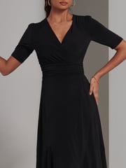 Jolie Moi Black Olana Jersey Frill Hem Maxi Dress - Image 3 of 6