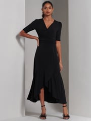 Jolie Moi Black Olana Jersey Frill Hem Maxi Dress - Image 4 of 6