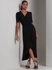 Jolie Moi Black Olana Jersey Frill Hem Maxi Dress - Image 5 of 6