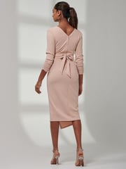 Jolie Moi Pink Violetta 3/4 Sleeve Bodycon Dress - Image 2 of 6