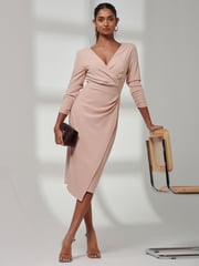 Jolie Moi Pink Violetta 3/4 Sleeve Bodycon Dress - Image 4 of 6