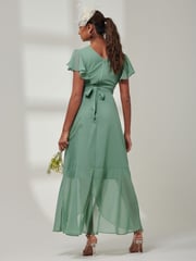 Jolie Moi Green Vicky Chiffon Frill Maxi Dress - Image 2 of 6