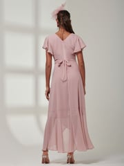 Jolie Moi Pink Vicky Chiffon Frill Maxi Dress - Image 2 of 6