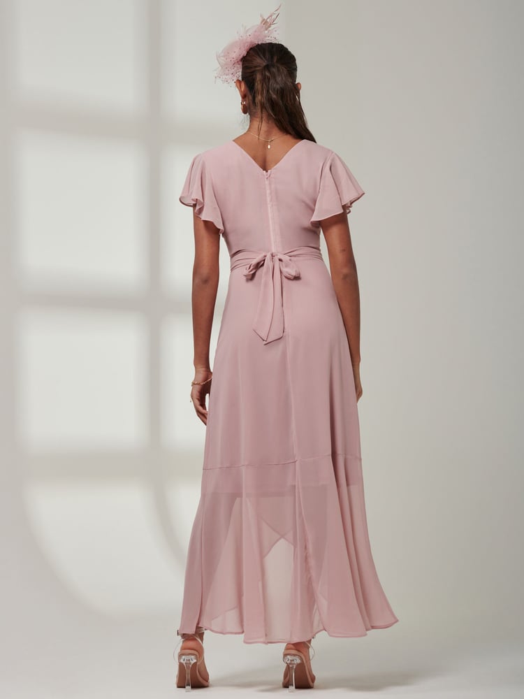 Jolie Moi Pink Vicky Chiffon Frill Maxi Dress - Image 2 of 6
