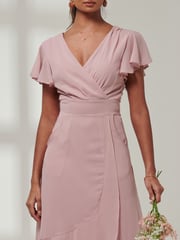 Jolie Moi Pink Vicky Chiffon Frill Maxi Dress - Image 3 of 6