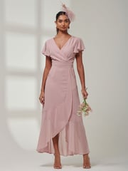 Jolie Moi Pink Vicky Chiffon Frill Maxi Dress - Image 5 of 6