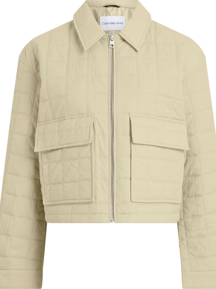 Calvin Klein Jeans Cream Grid Quilted Short Jacket - Image 1 of 5 Calvin Klein Jeans Cream Grid Quilted Short Jacket - Image 1 of 5