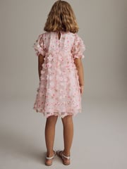 Pink Printed Mesh Flower Party Dress (3-16yrs) - Image 3 of 9