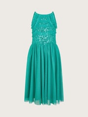 Monsoon Green Ruffle Sequin Truth Dress - Image 1 of 3