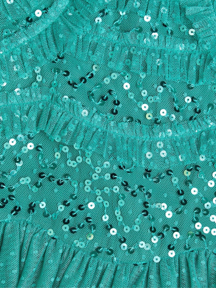 Monsoon Green Ruffle Sequin Truth Dress - Image 3 of 3