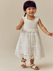 Ecru White Occasion Knit Dress (3mths-10yrs) - Image 1 of 7