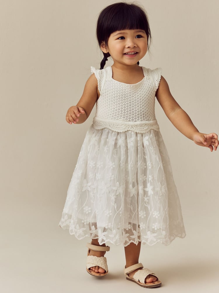 Ecru White Occasion Knit Dress (3mths-10yrs) - Image 1 of 7