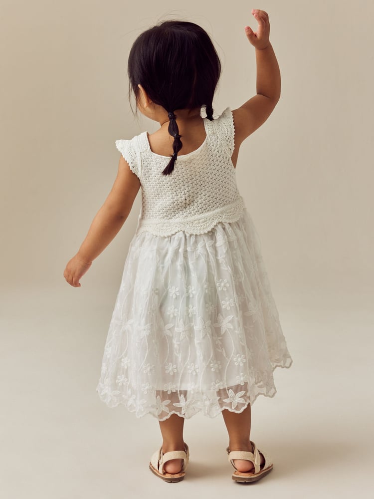 Ecru White Occasion Knit Dress (3mths-10yrs) - Image 2 of 7