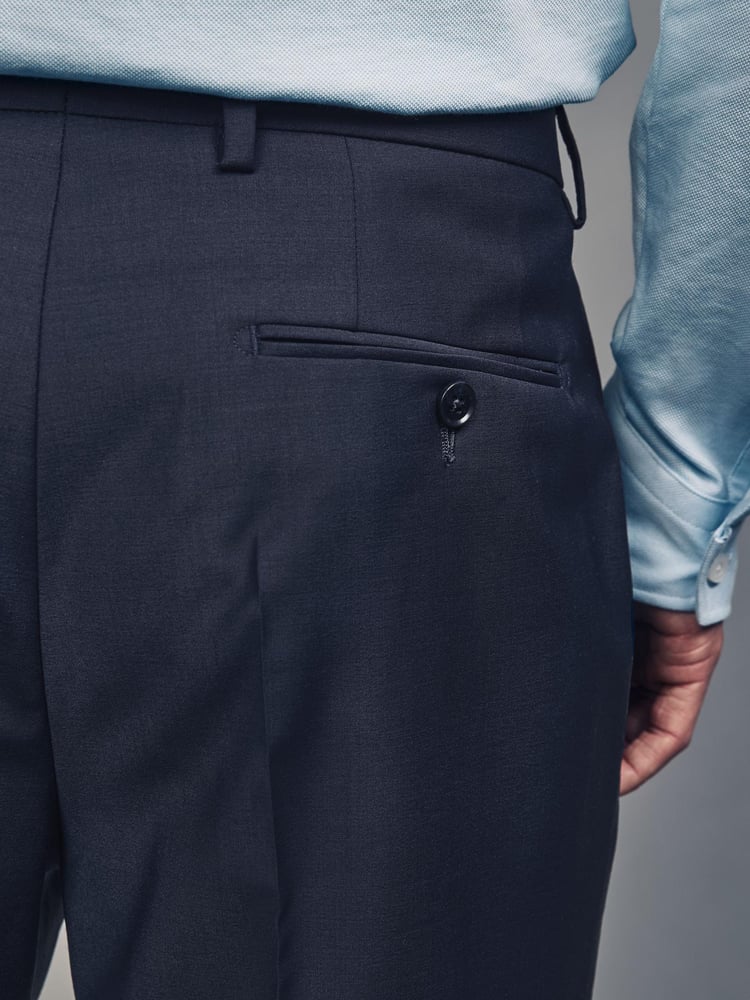 Navy Blue Slim Fit Wool Blend Motionflex Suit Trousers - Image 8 of 8