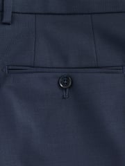 Navy Blue Slim Fit Wool Blend Motionflex Suit Trousers - Image 6 of 8