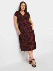 Yours Curve Red Floral Print Wrap Dress - Image 1 of 5