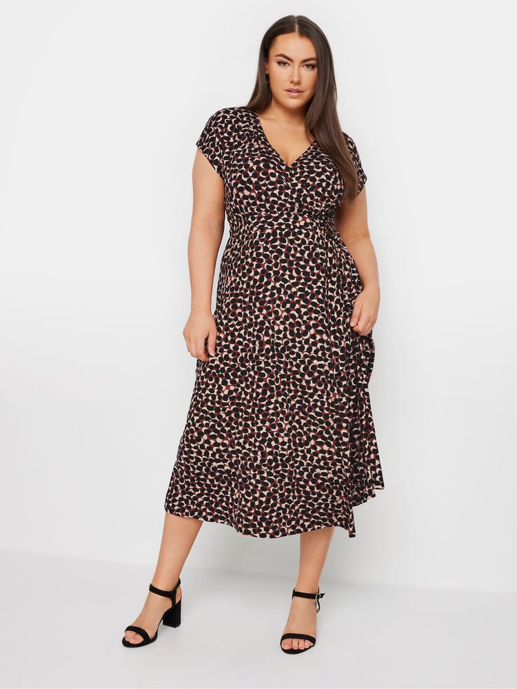 Yours Curve Red Leopard Print Spot Print Wrap Dress - Image 1 of 5
