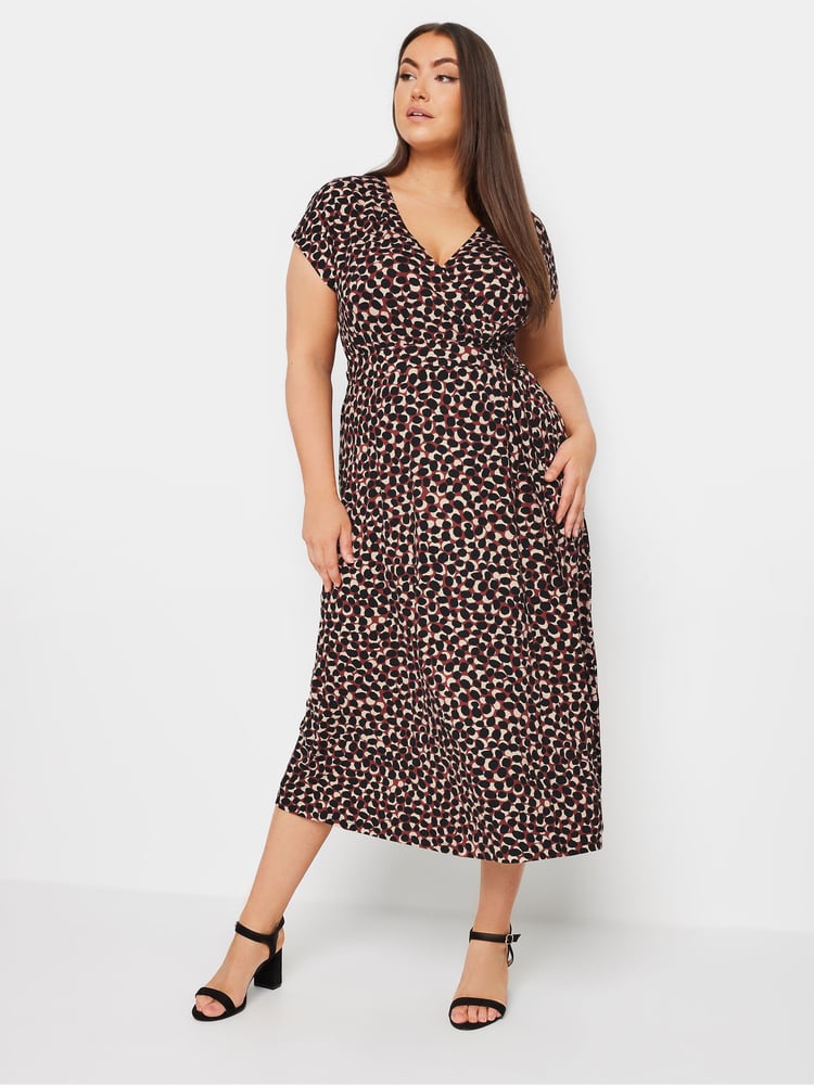 Yours Curve Red Leopard Print Spot Print Wrap Dress - Image 2 of 5