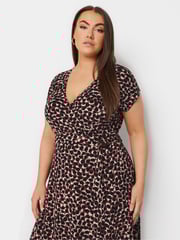 Yours Curve Red Leopard Print Spot Print Wrap Dress - Image 4 of 5