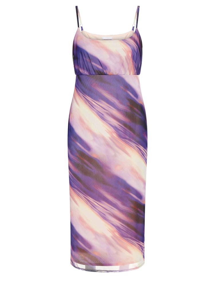 Yours Curve Purple Abstract Ombre Mesh Column Dress - Image 5 of 5
