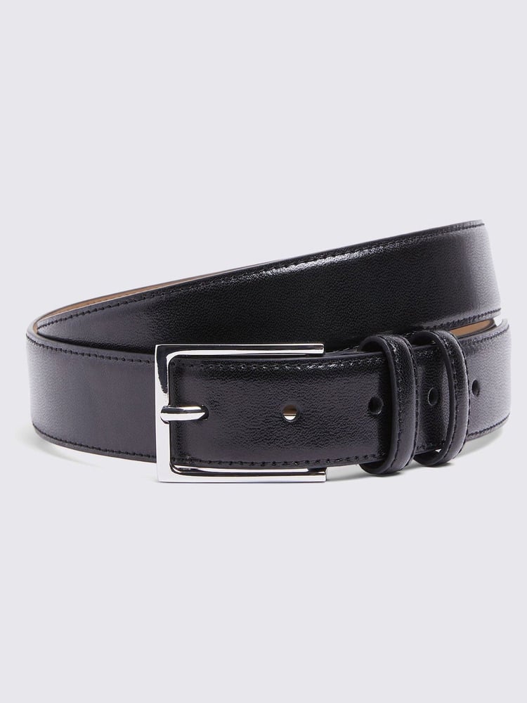 MOSS Black Classic Leather Belt - Image 1 of 2
