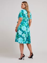 Yours Curve Green Floral Skater Dress - Image 3 of 5