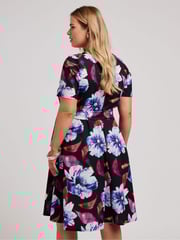 Yours Curve Black Floral Skater Dress - Image 3 of 5