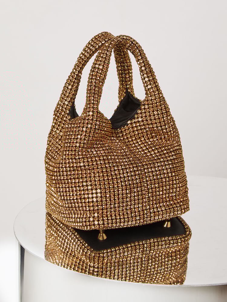 Lipsy Gold Embellished Pouch Bag - Image 1 of 4