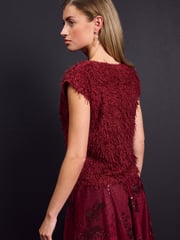 Red Short Sleeve Fluffy Top - Image 3 of 8