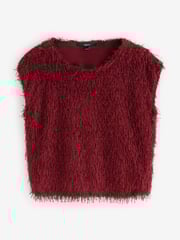 Red Short Sleeve Fluffy Top - Image 6 of 8