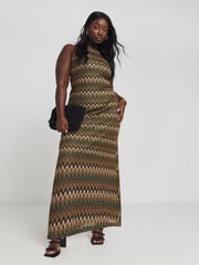 Simply Be Brown Crochet Look Maxi Dress - Image 3 of 4