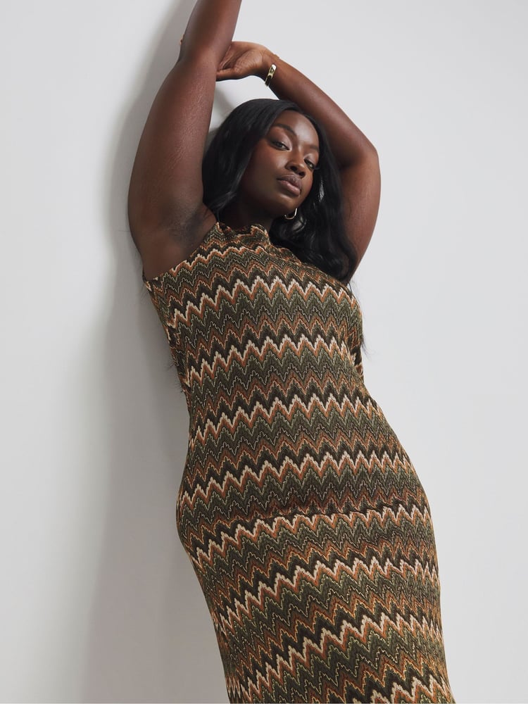 Simply Be Brown Crochet Look Maxi Dress - Image 4 of 4