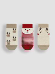 JoJo Maman Bébé Fesitve Red 3-Pack Christmas Socks - Image 1 of 5