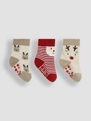 JoJo Maman Bébé Fesitve Red 3-Pack Christmas Socks - Image 2 of 5