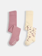 JoJo Maman Bébé Pastel Pink 2-Pack Cotton Rich Tights - Image 1 of 9