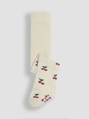 JoJo Maman Bébé Red Cotton Rich Cherry Tights 2 Pack - Image 4 of 4