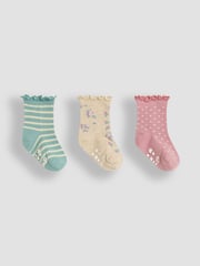 JoJo Maman Bébé Duck Egg Floral Socks 3 Pack - Image 1 of 4