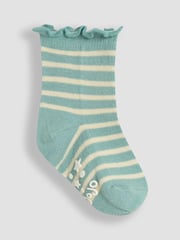 JoJo Maman Bébé Duck Egg Floral Socks 3 Pack - Image 2 of 4