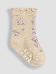 JoJo Maman Bébé Duck Egg Floral Socks 3 Pack - Image 3 of 4