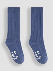 JoJo Maman Bébé Navy Blue 2-Pack Long Rib Socks - Image 1 of 3