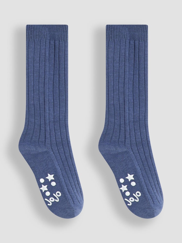 JoJo Maman Bébé Navy Blue 2-Pack Long Rib Socks - Image 1 of 3