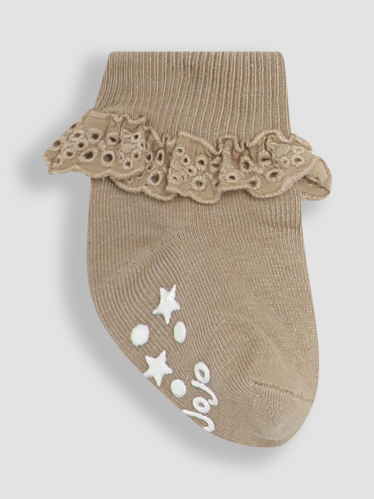 JoJo Maman Bébé Natural Frill Socks 3 Pack - Image 2 of 4