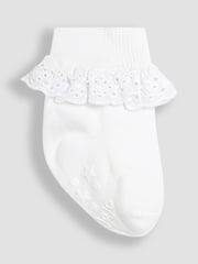 JoJo Maman Bébé Natural Frill Socks 3 Pack - Image 3 of 4