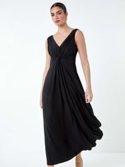 Roman Black Plain Knot Front Maxi Dress - Image 2 of 5