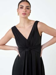 Roman Black Plain Knot Front Maxi Dress - Image 5 of 5