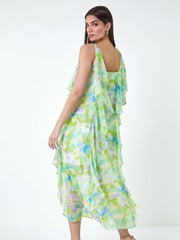 Roman Green Abstract Chiffon Ruffle Detail Midi Dress - Image 3 of 5