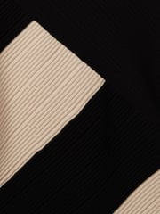 Reiss Black/Camel Jem Knitted Colourblock Asymmetric Midi Dress - Image 5 of 5